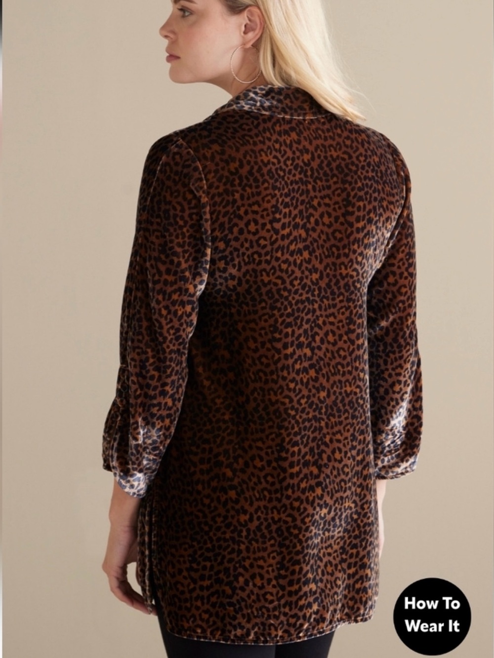 Soft Surroundings Icon Silk Velvet Poets Animal Print Button Up Tunic XS - Picture 3 of 12